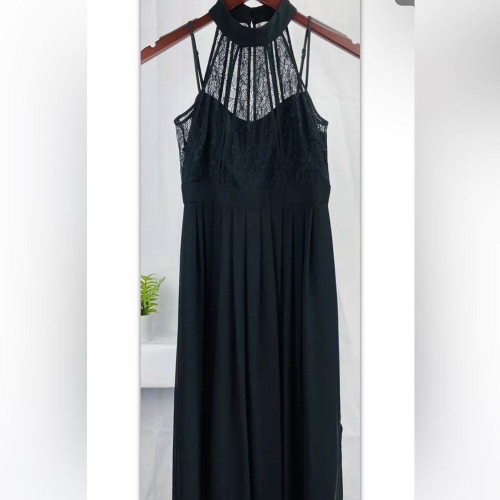BCBGeneration Women’s Black Lace Formal Maxi Zip Dress Size 0